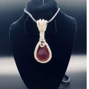 Ruby and sterling silver necklace pendant